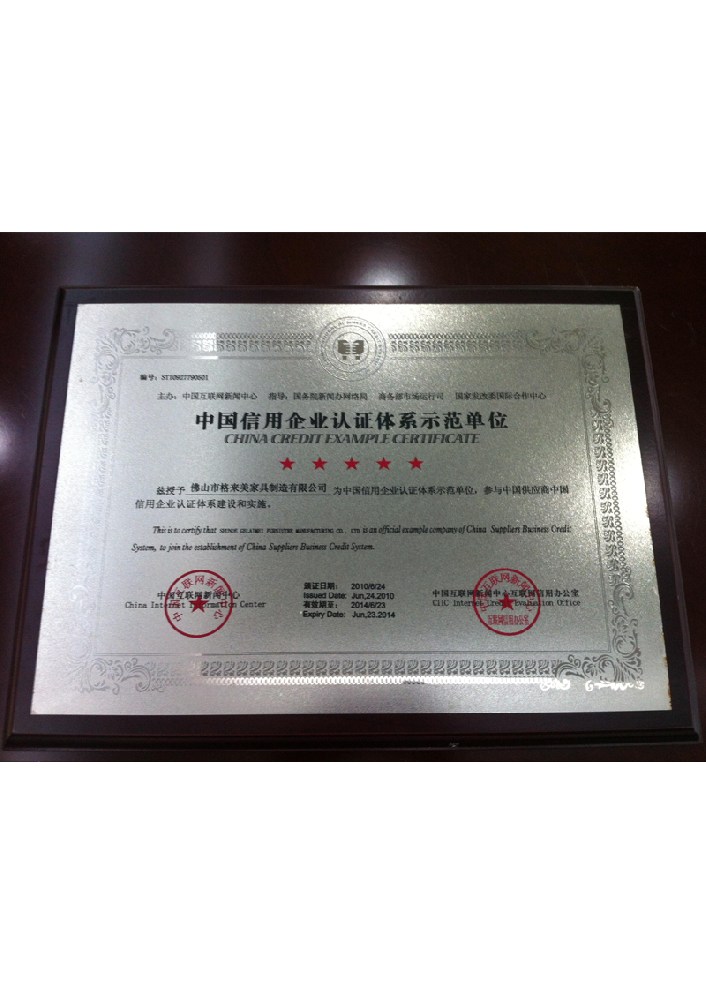 China Credit Enterprise Certification System Demonstration Unit